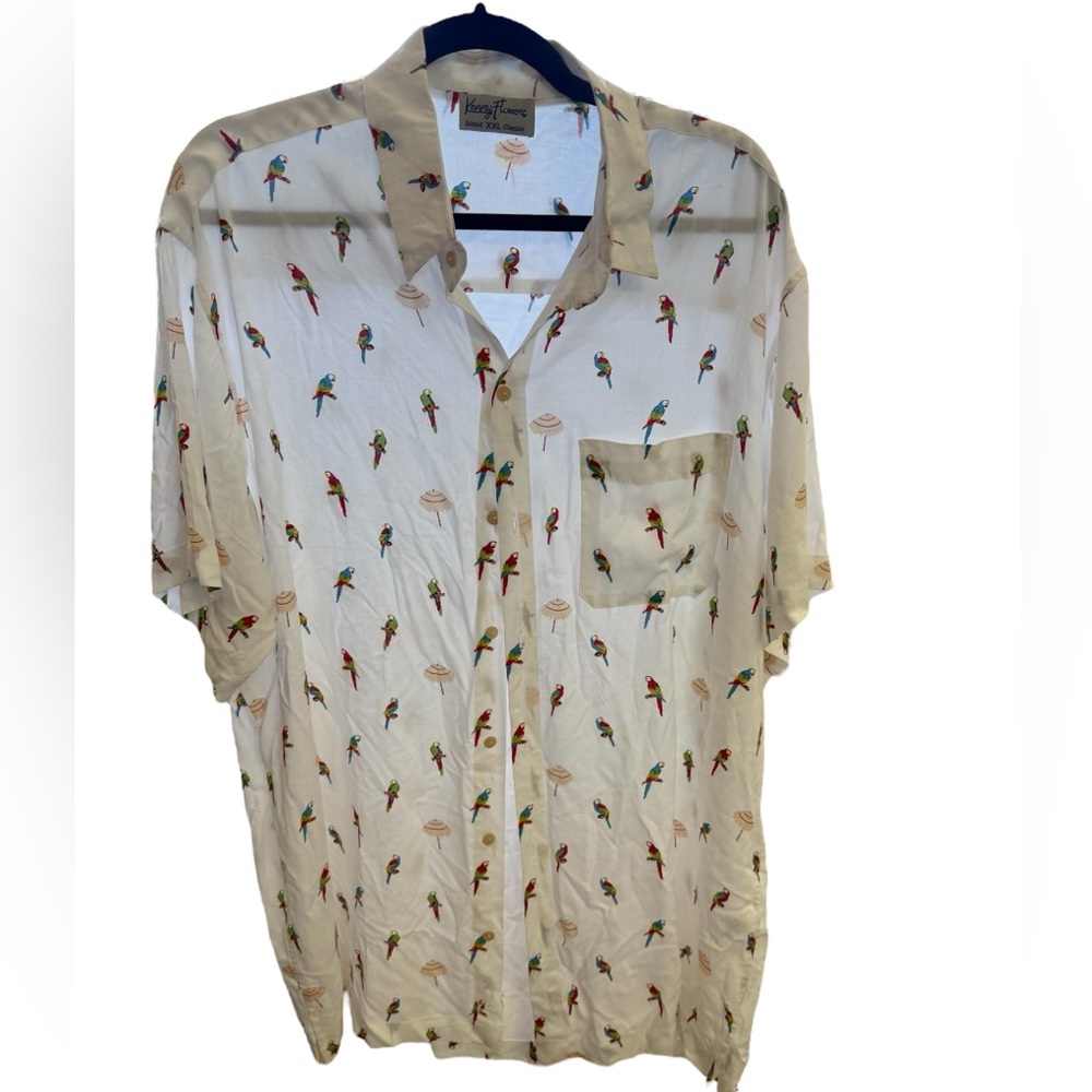 Kenny Flowers The Parrots and Palapas Men's Shirt - Picture 9 of 9